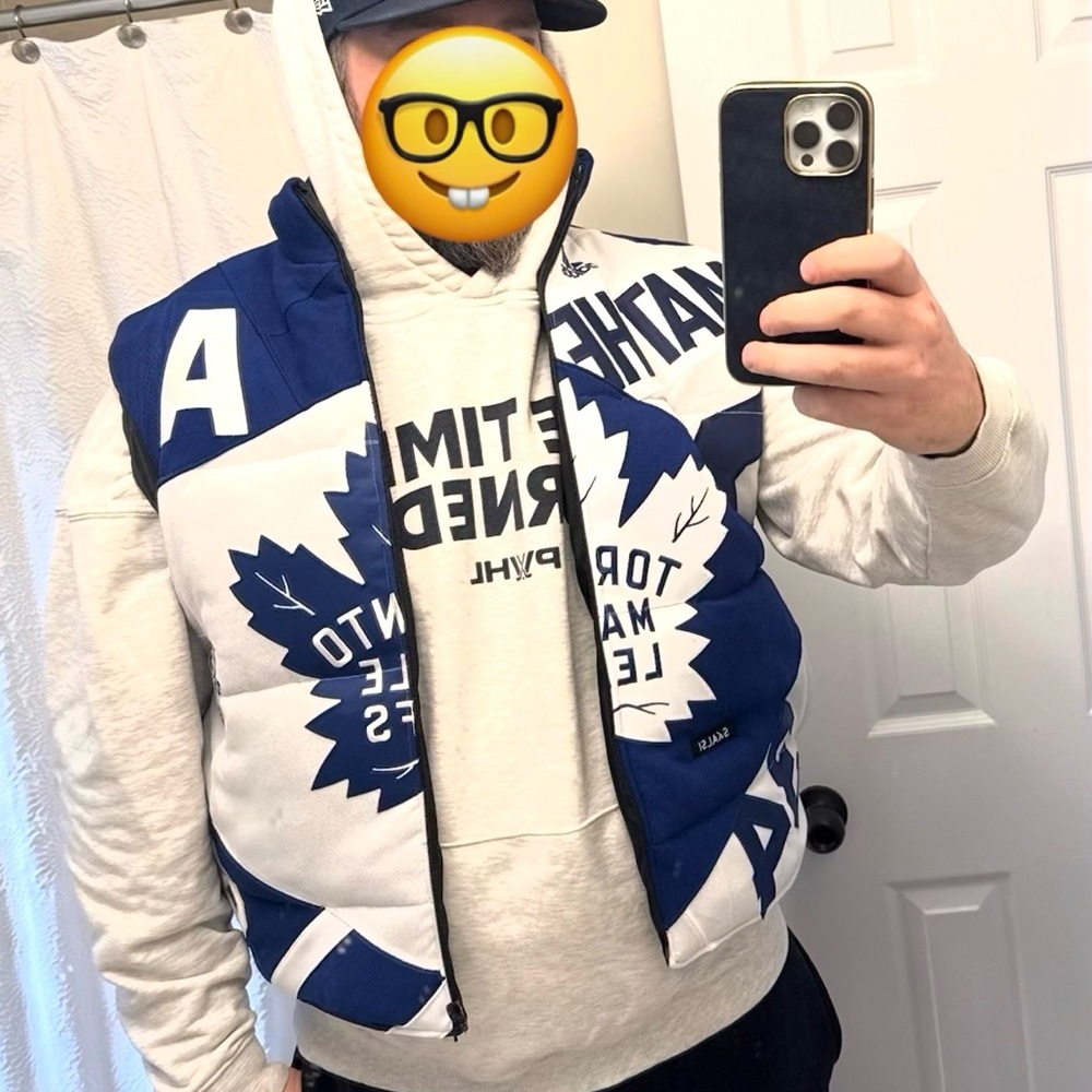 Custom Adidas Upcycled Jersey Toronto Maple Leafs Blue and White Vest - Picture 3 of 3